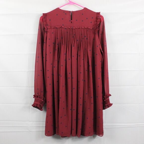 Sezane Burgundy Mini Dress with Black Polka Dots - Picture 8 of 14